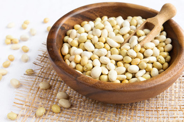 Legumes in a wooden plate rustic