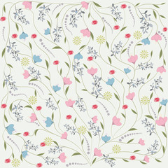 background wild flowers Delicate pink blue art creative vector illustration