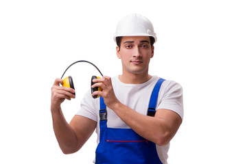 Construction worker isolated on white background