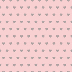 Seamless polka pattern with hearts. Vector