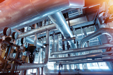 Industrial zone, Steel pipelines, valves and ladders