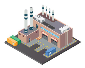 Modern Isometric Industrial Factory and Warehouse Building, Suitable for Diagrams, Infographics, Illustration, And Other Graphic Related Assets