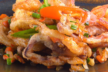 Fried squid with chilli thai food