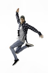 Fototapeta na wymiar Speedy man jumping relaxed