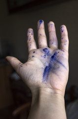 Hands stained in ink