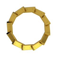 Obraz premium Circle from gold bars.Isolated on white background. 3D rendering