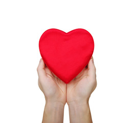 Red heart in hand