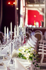 Beautiful wedding reception table decoration
