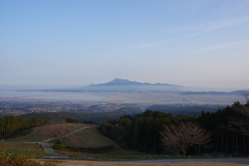 Obraz premium 有明海と雲仙山系の夕景