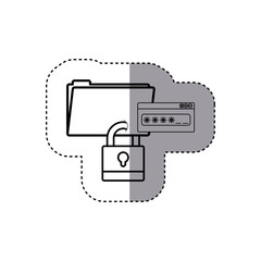 Fototapeta na wymiar sticker silhouette folder wit paclock closed and password text window . Vector illustration
