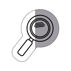 sticker silhouette magnifying glass with with glitters vector illustration
