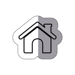 sticker contour roof house and chimney vector illustration
