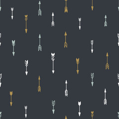 Seamless hand drawn geometric tribal pattern with arrows. Vector navajo design.