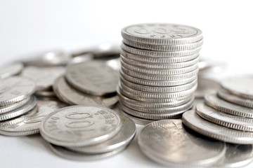 coins gathered and stacked