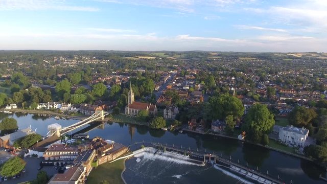 Marlow City on the River Thames Aerial View
