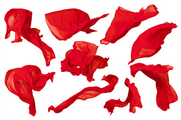 Set flying red fabric - high speed studio shot