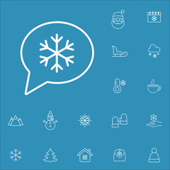Fototapeta premium snowflake snow winter cold vector line icons set