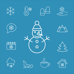 Fototapeta na wymiar snowman line icons set