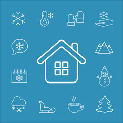 Fototapeta na wymiar winter house line icons set