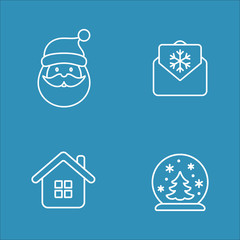 winter cold snow line icons set