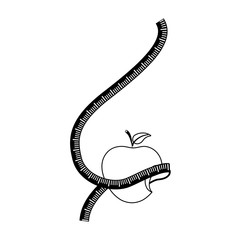 Apple with ruler icon vector illustration graphic design