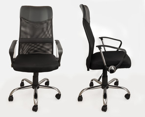 Office chair isolated on white background, front and side view
