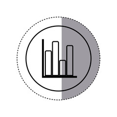 contour sticker circular border with column chart icon flat vector illustration