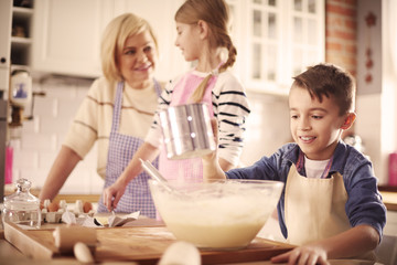 Preparing food in the kitchen