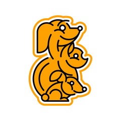 Logo on the theme of pets. Dog, cat, rabbit. Isolated object with an outline. Vector illustration. Line style