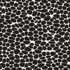 Organic Irregular Rounded Jumble Shapes. Vector Seamless Black and White Pattern