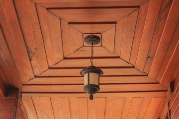 old wall lamp on the old wooden floor