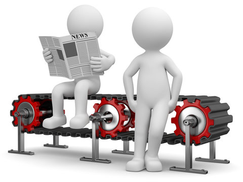 weisse 3d M&auml;nnchen am F&ouml;rderband - lange Wartezeiten