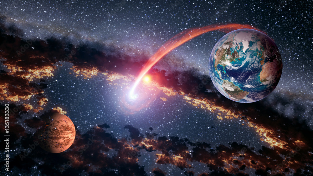 Poster outer space planet earth mars launch astrology solar system galaxy universe. elements of this image 
