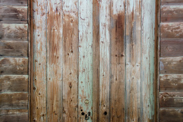 Old timber door and wall panels