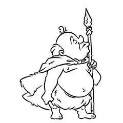 Stone Age  fat man hunter cartoon Illustrations