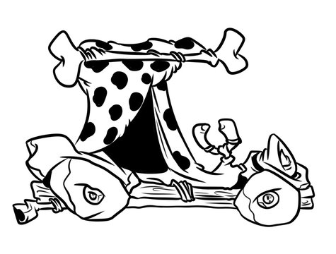 Stone Age retro car coloring page cartoon Illustrations