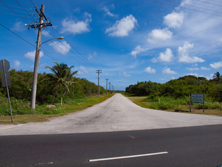 Fototapeta na wymiar A road to the beach in a southern island (Guam)　南の島（グアム）の海へと続く道