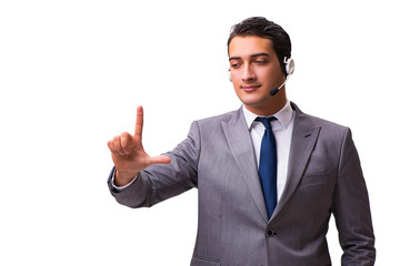 Handsome man with headset isolated on white