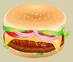 Fastfood. Hamburger ingredients vector illustration.
