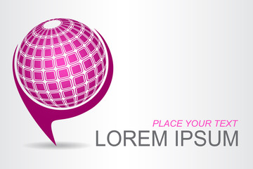 Logo stylized spherical surface with abstract shapes