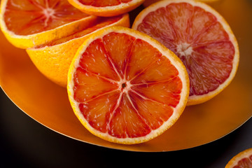 red sicilian oranges sliced