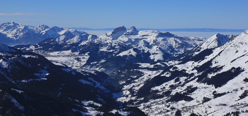 Fototapeta na wymiar Winter in Vaud Canton, Swiss Alps