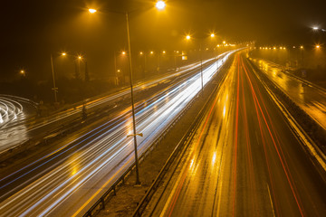 Speed Traffic - light trails on motorway highway at night