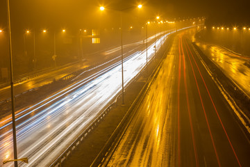 Speed Traffic - light trails on motorway highway at night