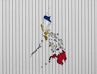 Karte und Fahne der Philippinen auf Wellblech