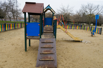 Fototapeta na wymiar Children's playground at public park