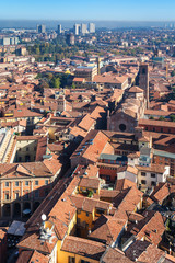 above view of Bologna city from Asinelli towe