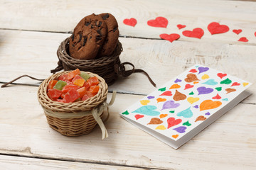 Concept. Valentine's Day. Feast on 14 February. View from above.