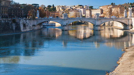 view of vittorio emanuele ii Bridge on Tiber