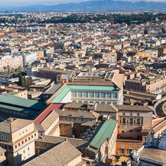 Fototapeta premium above view of houses in Rome city